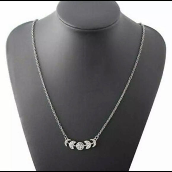 Moon Phase Silver Necklace Triple Goddess Wiccan - Picture 9 of 10